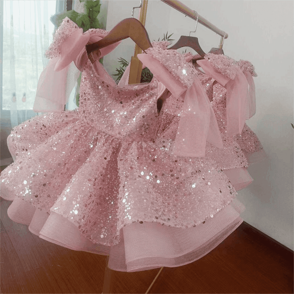 Girls Sweet Sequined Princess Big Bow Tutu Dress | KLFFIGID