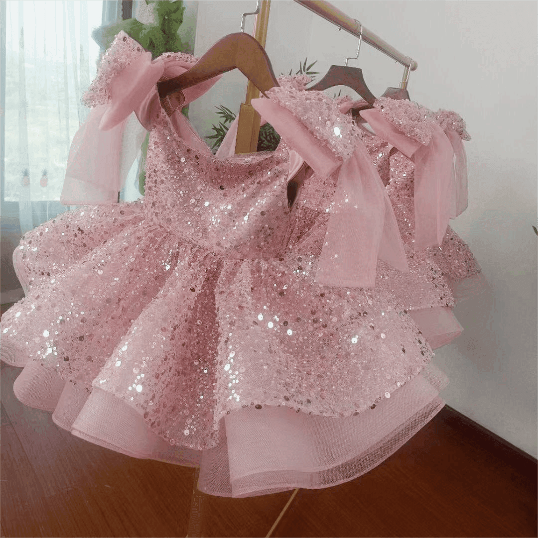 Girls Sweet Sequined Princess Big Bow Tutu Dress | KLFFIGID