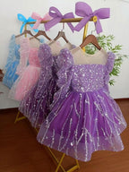 Girls Long Sleeve Sequin Princess Party Dress | KLFFIGID