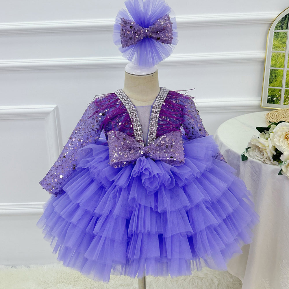 Girls Birthday Dress Gorgeous V-neck pageant gown for girls | KLFFIGID