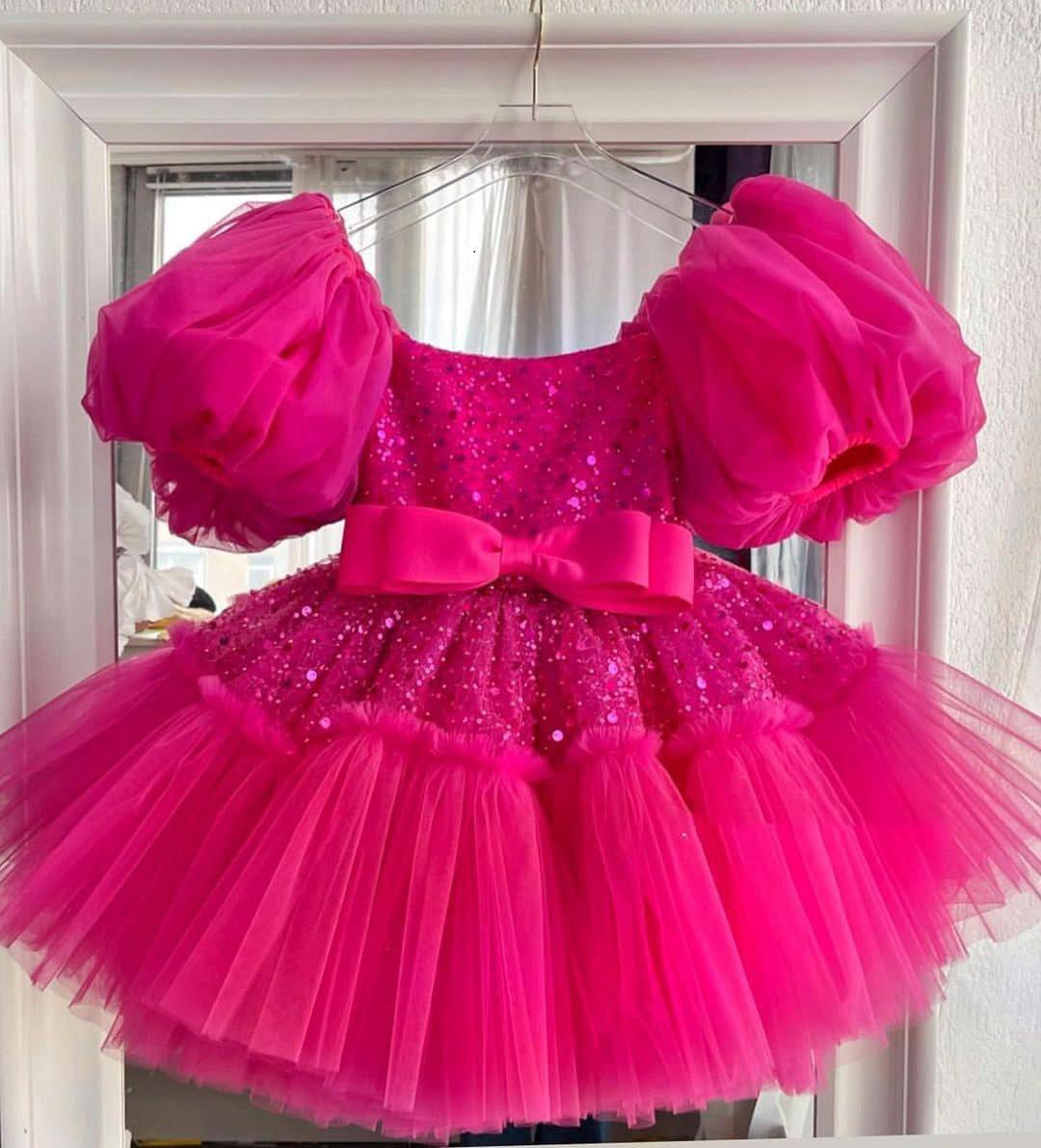 Fairy Tale Bubble Sleeve Shiny Princess Dress for Girls | KLFFIGID