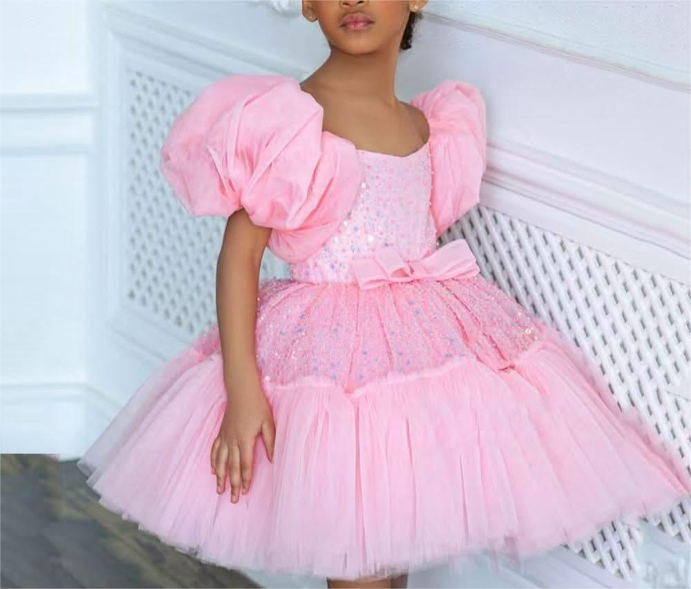 Fairy Tale Bubble Sleeve Shiny Princess Dress for Girls | KLFFIGID