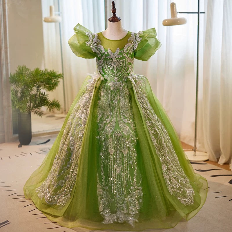 High quality embroidered girls dress Christmas party dress, school graduation prom evening dress,