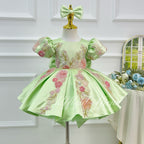 Girls Sequin Tulle Princess Dress 3D Floral Flower Girl Dress Baby's birthday outfit | KLFFIGID