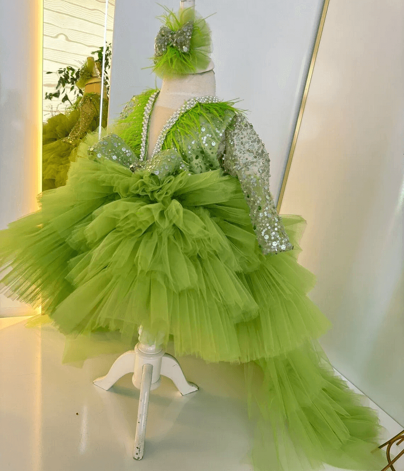 Sequin Tail Party Evening Dress 1st Birthday Stage Performance | KLFFIGID