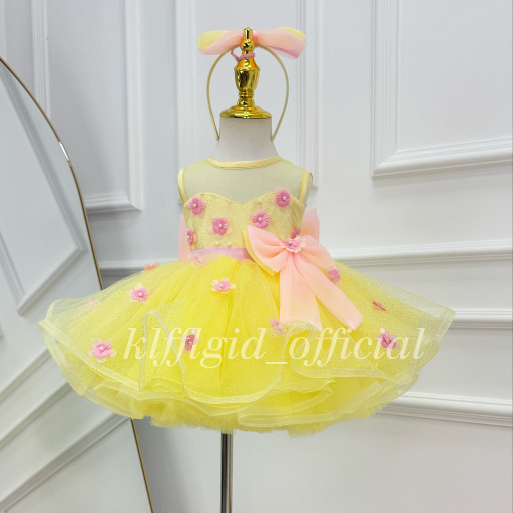Baby Birthday & Wedding Flower Girl Layered Tulle Dress | KLFFLGID