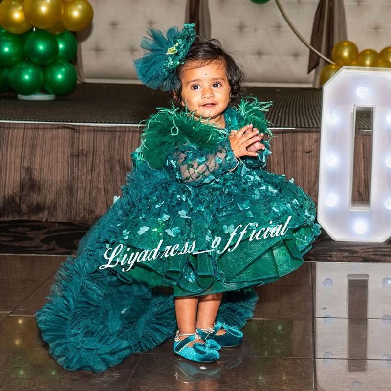 Butterfly Fluffy Princess Dress Long Sleeve Christmas & Birthday Outfit | KLFFIGID