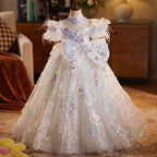 Children's sparkling evening dresses, elegant high-end stage performance dresses, wedding dresses for girls