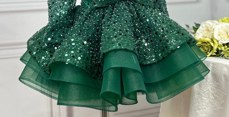 Baby Birthday Flower Girl Sparkly Ball Gown Dress | KLFFIGID