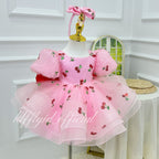 Baby Birthday Dress Girls' Cherry-Print Dress Princess Theme Party| KLFFIGID