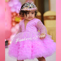 2Pcs Purple Long Sleeve Sequin Girl Party Dress with Bow | KLFFIGID