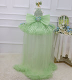 Baby Girl High Neck Sequin Birthday Flower Girl Dress with Train | KLFFLGID