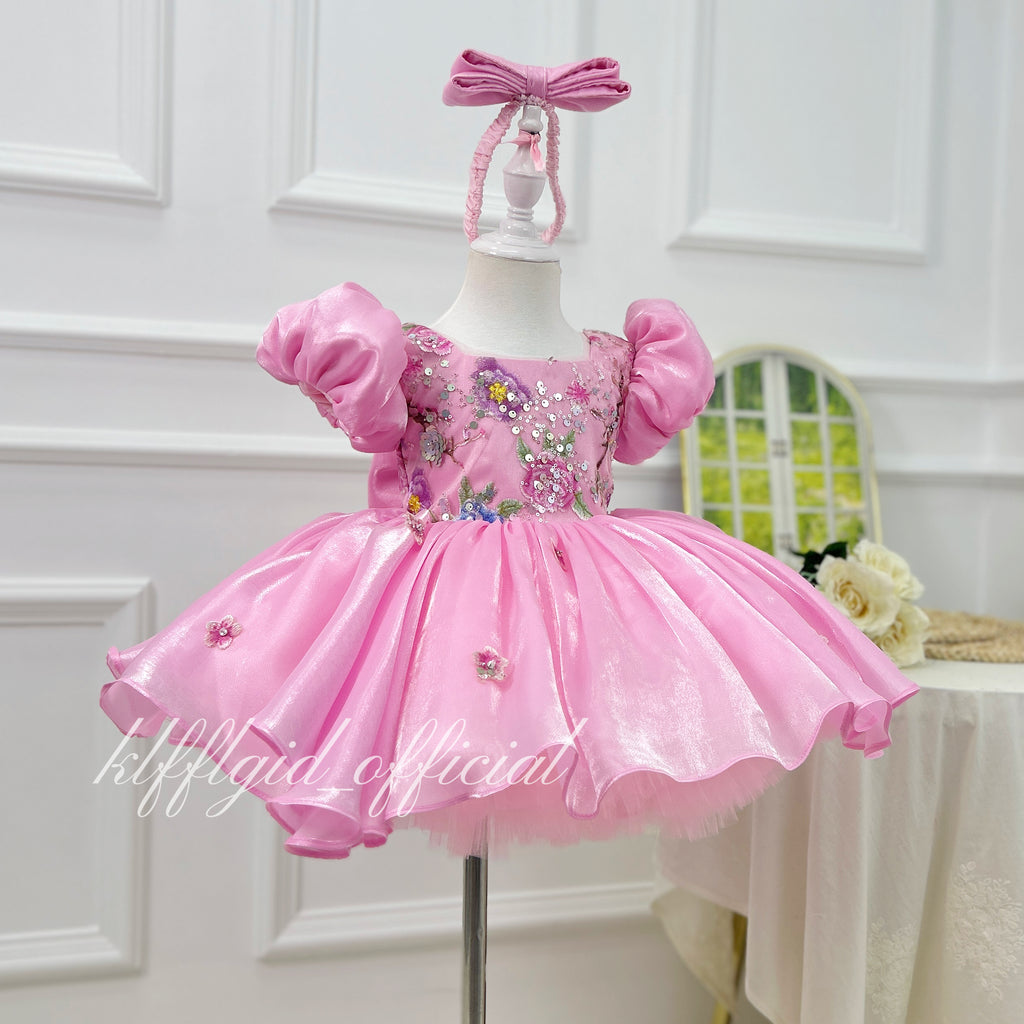 Baby's Birthday Dress Embroidered floral pageant dress for girls  | KLFFLGID