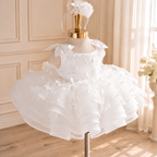 Girls Light Blue Princess Dress with 3D Floral Details｜KLFFLGID