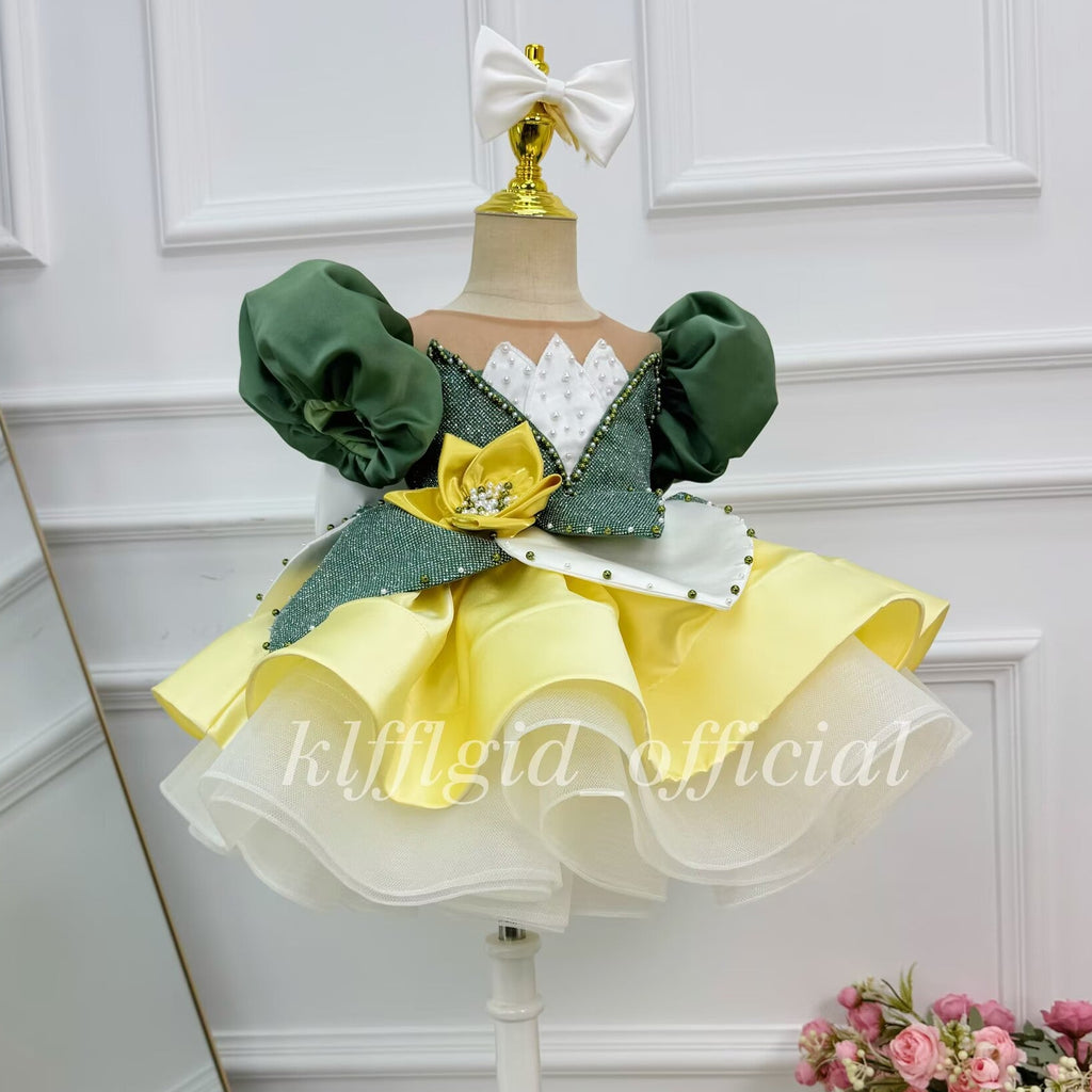 Princess-themed party dress Baby birthday outfit Pageant gowns for girls｜KLFFIGID
