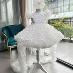 Flutter Sleeve Butterfly Tail Fluffy Girls Birthday Princess Dress | KLFFIGID