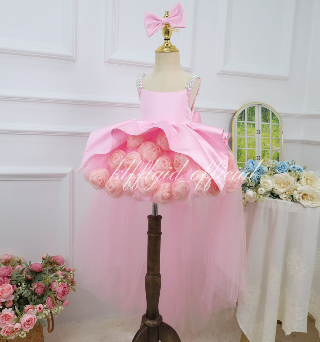 3D Floral Tulle 1st Birthday & Flower Girl Dress | KLFFIGID