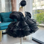 Girls High End Puff Sleeve Sequin Princess Party Dress | KLFFIGID
