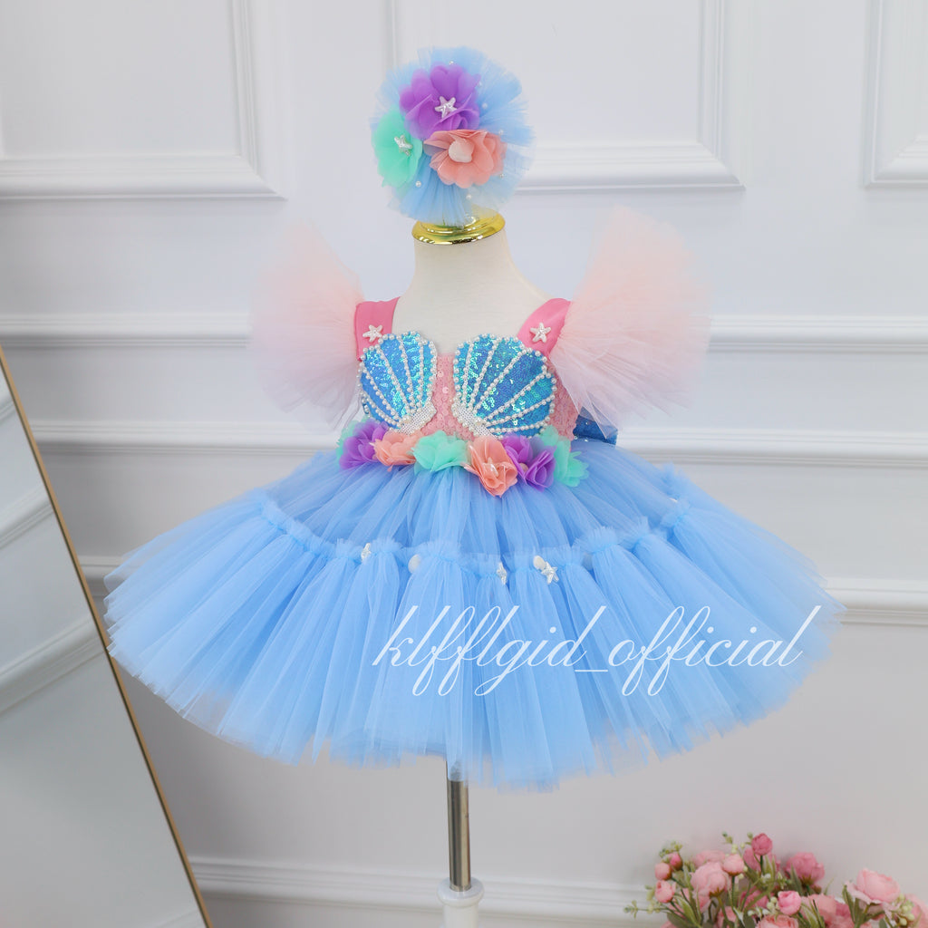Cute Baby Birthday Dress Seashell-Themed Party Dress｜KLFFIGID