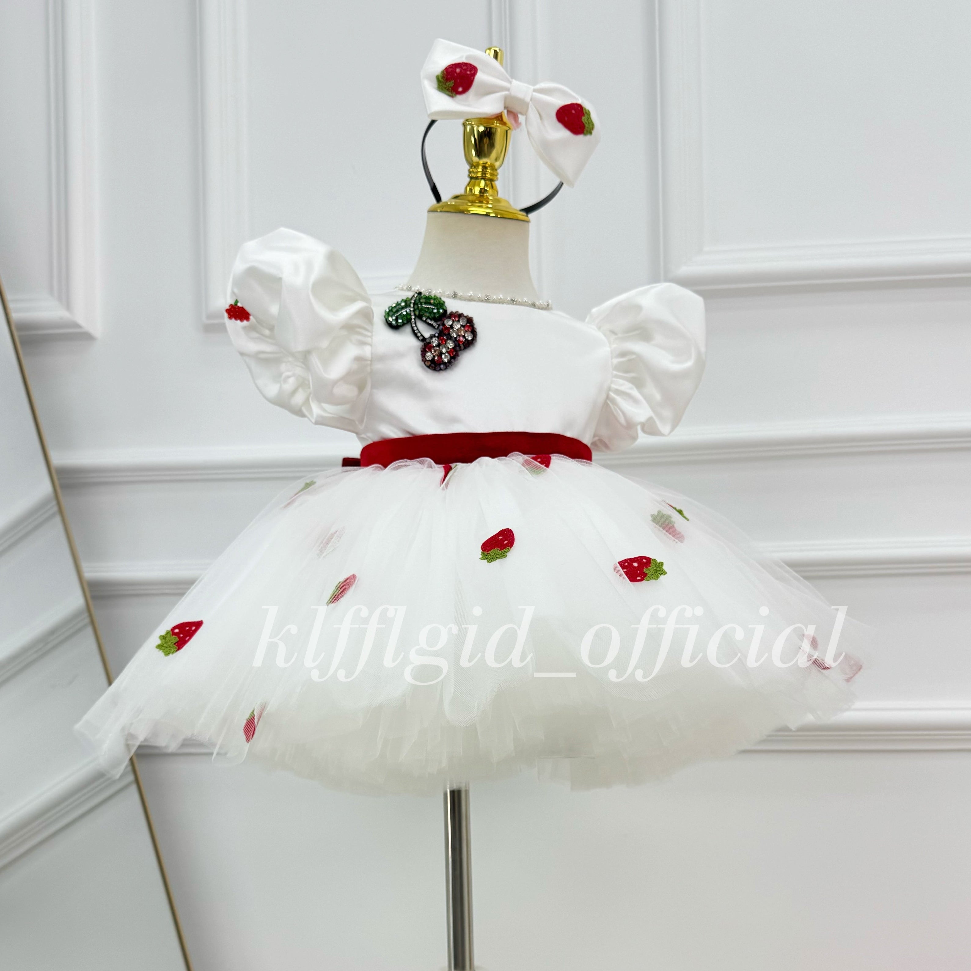 Baby Girl Birthday Dress Cherry Party-Themed Dress Elegant Princess Costume｜KLFFIGID