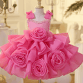 Girls Pearl Rose Sleeveless First Birthday Princess Dress | KLFFIGID