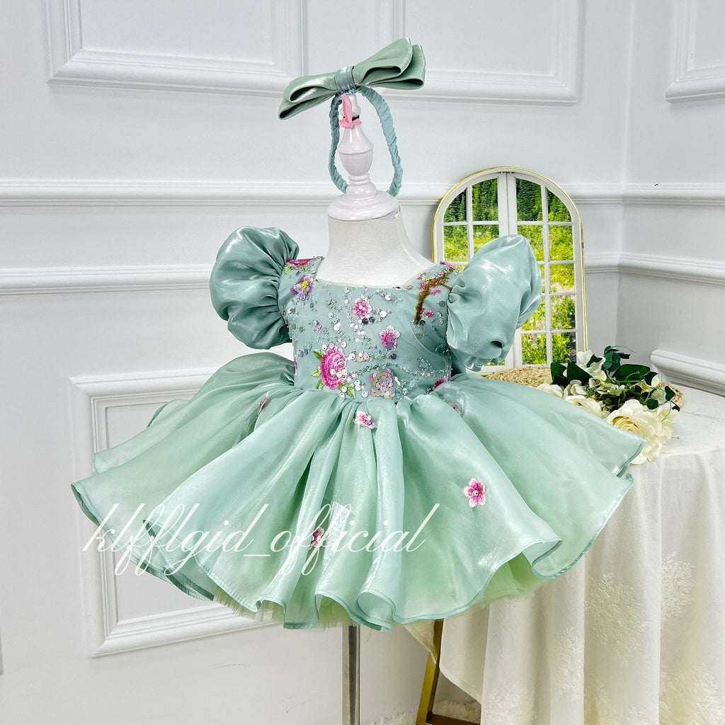Baby's Birthday Dress Embroidered floral pageant dress for girls  | KLFFLGID