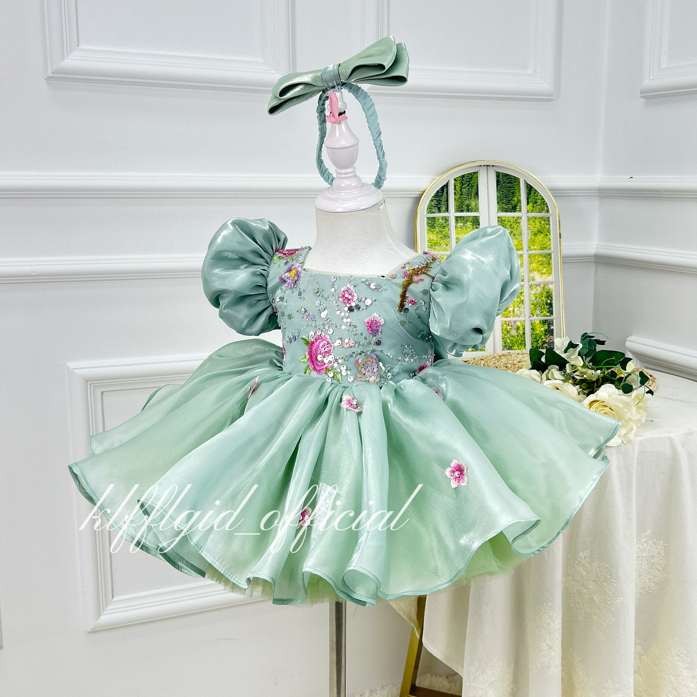 Baby's Birthday Dress Embroidered floral pageant dress for girls  | KLFFLGID