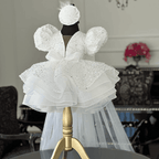 Girls Sequin Puff Sleeve Tail Birthday Party Dress | KLFFIGID