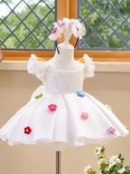 Birthday Party Dress Girls Ball Gown Girls Flower Girl Dress with Bow｜KLFFIGID