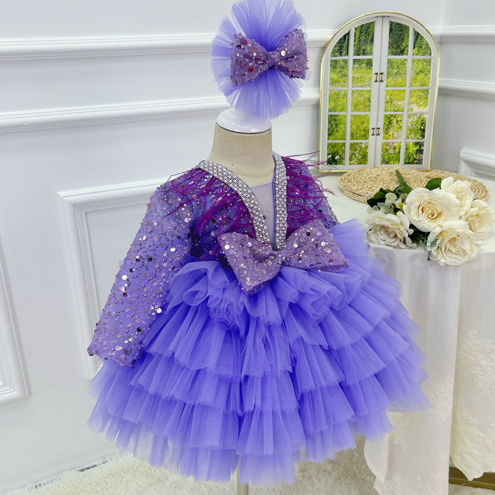 Girls Birthday Dress Gorgeous V-neck pageant gown for girls | KLFFIGID
