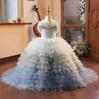 Girls wedding dress, flower girl evening dress tail big bow mesh girl princess dress