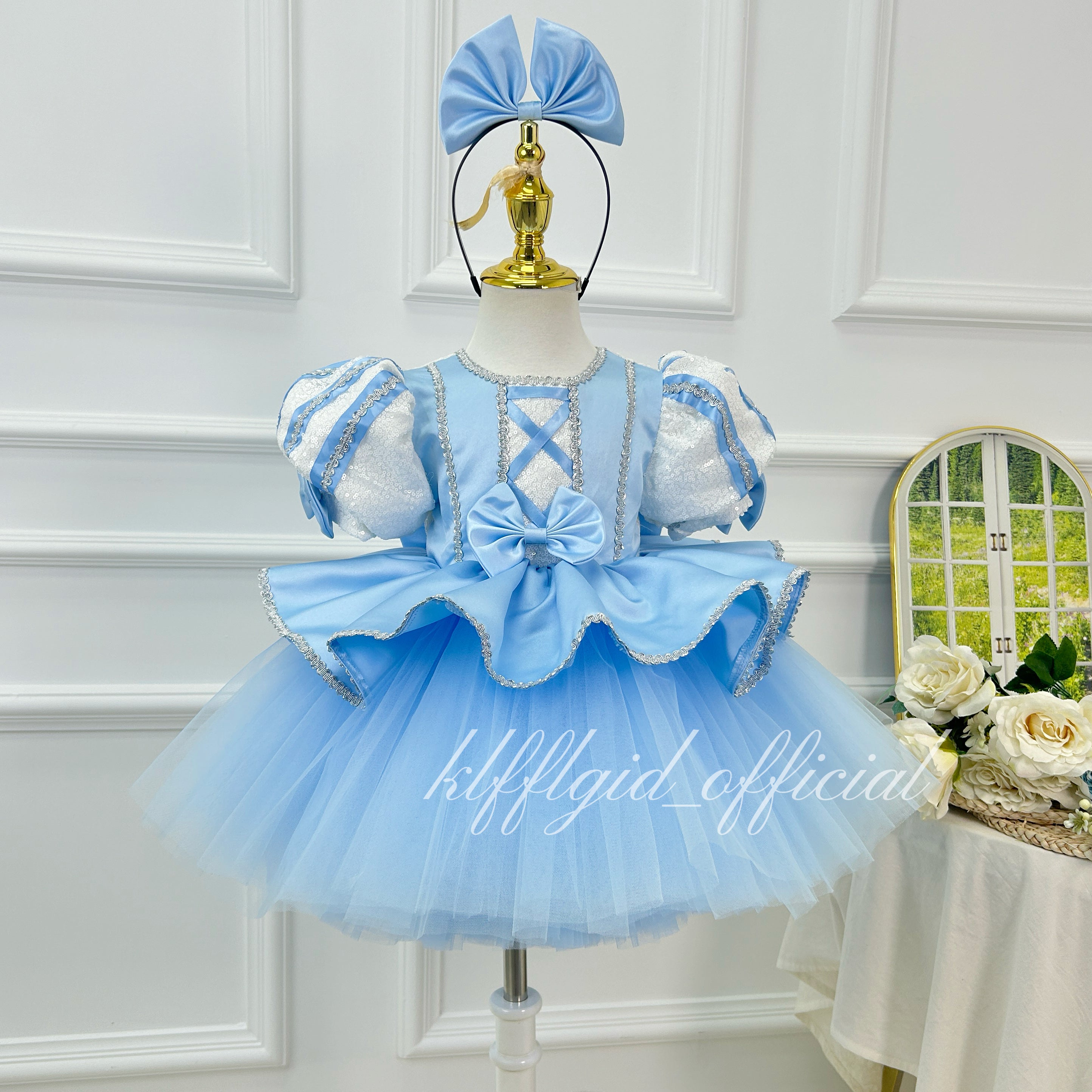 Girls Princess Dress Sequins Flower Girl Photoshoot Party Birthday Gown | KLFFIGID