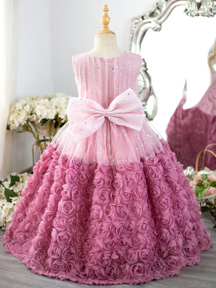 Rose Golden Fairy Tale Princess Dress Elegant Layered Girls' Dress