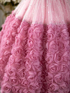 Rose Golden Fairy Tale Princess Dress Elegant Layered Girls' Dress