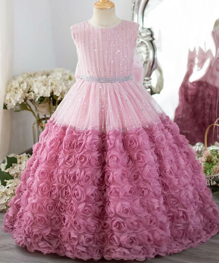 Rose Golden Fairy Tale Princess Dress Elegant Layered Girls' Dress