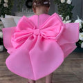 Customizable Big Bow Baby Birthday Party Puff Sleeve Tail Princess Dress | KLFFIGID
