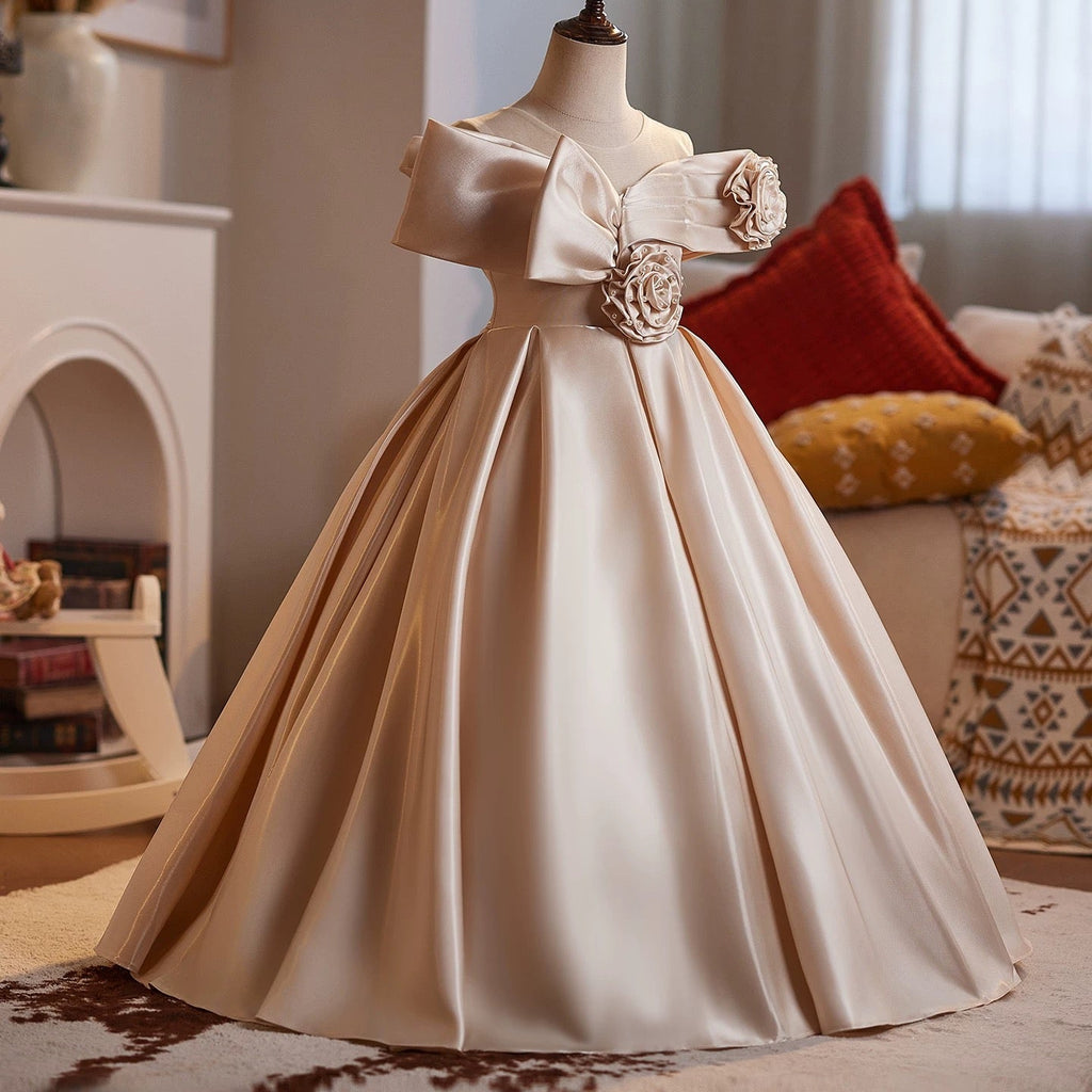 Elegant wedding flower girl dress, school ceremony party girl princess dress, ballerina girl dress