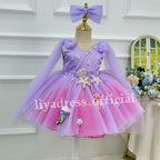 Girls Starfish Ocean Theme Blue Pink Ombre Party Dress | KLFFIGID