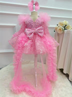 Butterfly Fluffy Princess Dress Long Sleeve Christmas & Birthday Outfit | KLFFIGID