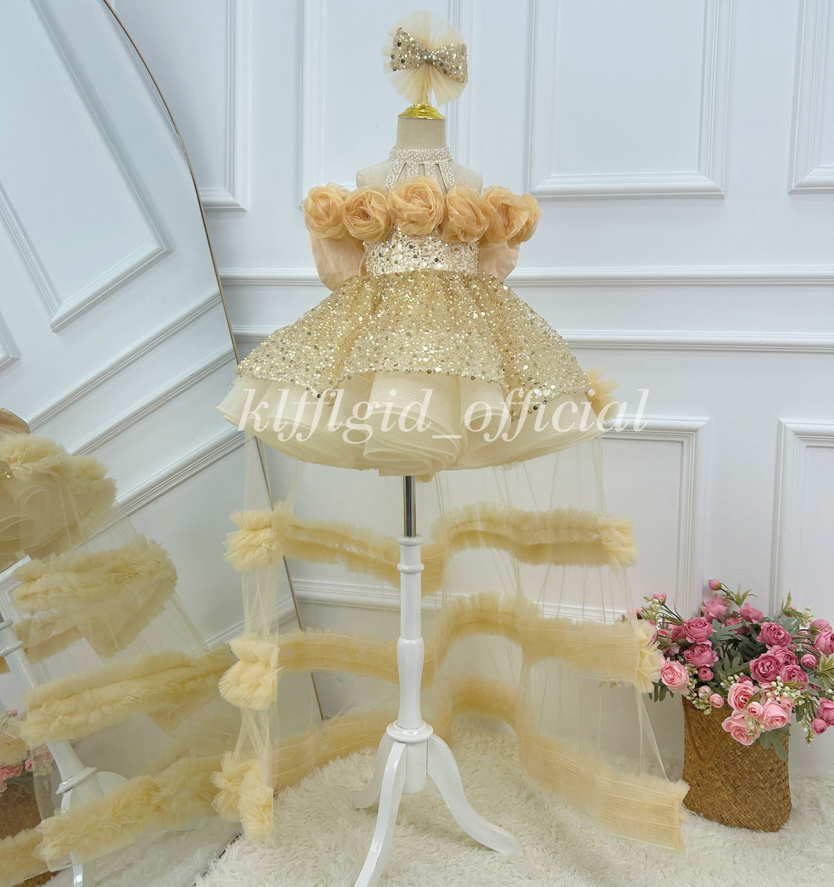 Toddler Princess Dress with 3D Roses & Butterfly Wings for Girls | KLFFIGID