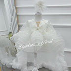 Lace Butterfly Sequined Trailing Birthday Dress with Tiara | KLFFIGID