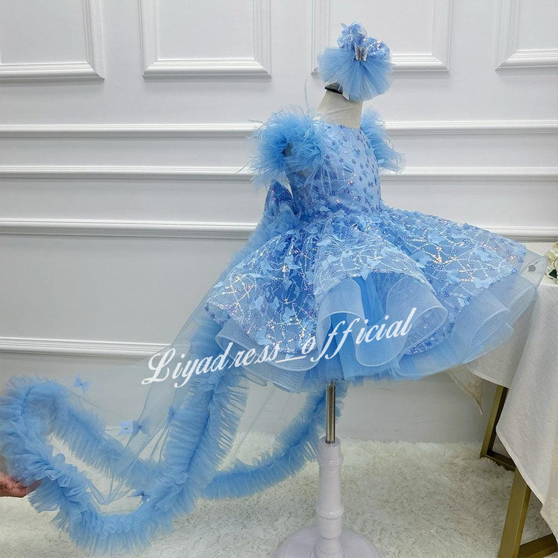 Baby First Birthday Bow Tail Princess Dress Party Frock | KLFFIGID