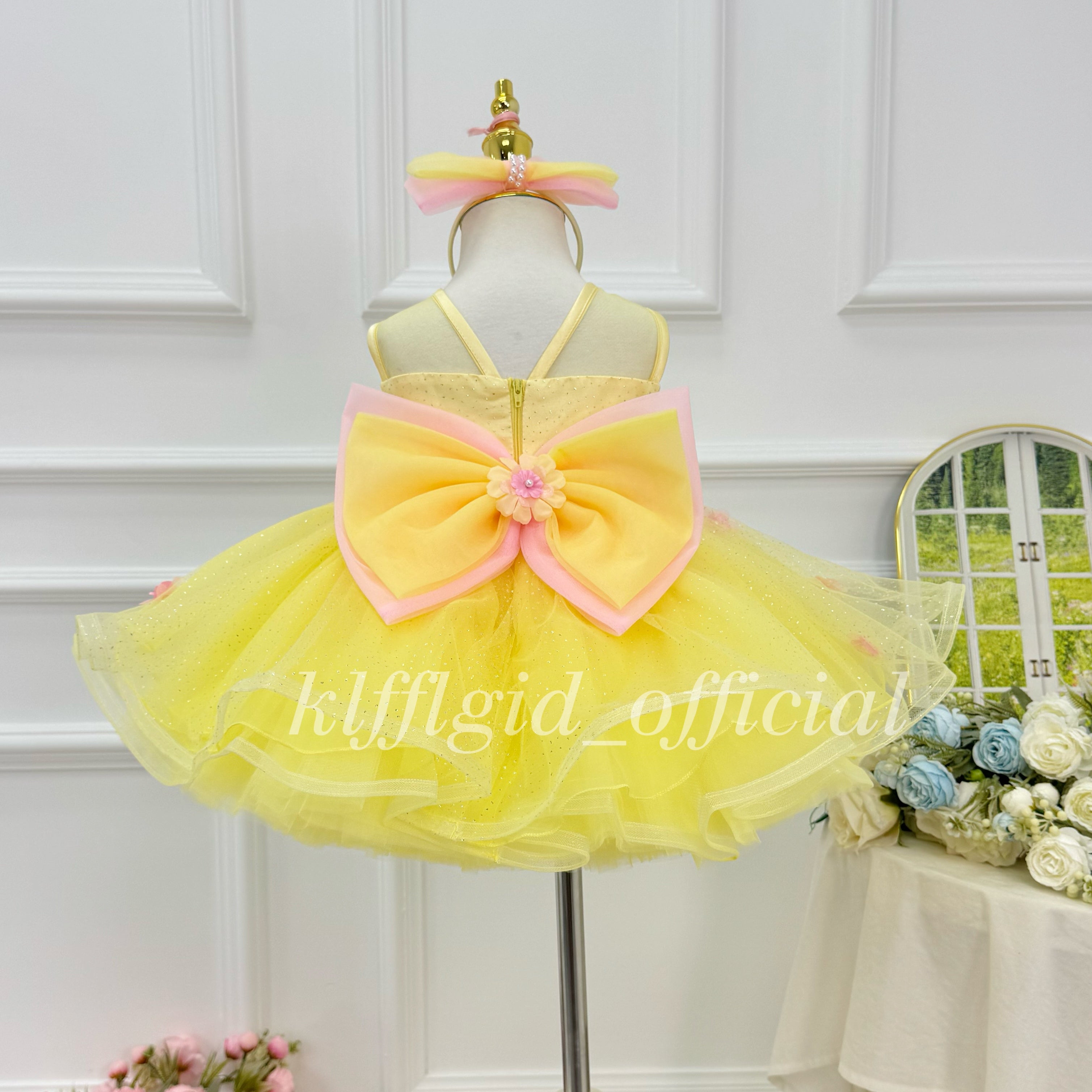 Baby Birthday & Wedding Flower Girl Layered Tulle Dress | KLFFLGID