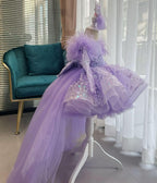 Girls Bow Flower Princess Dress Detachable Train | KLFFIGID