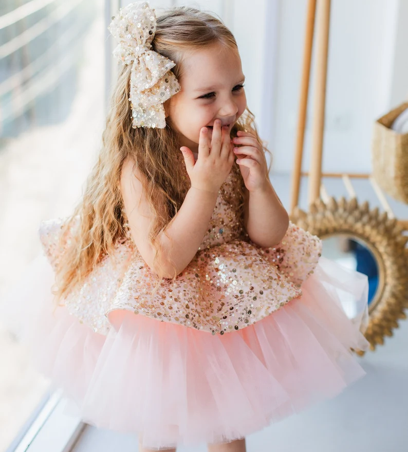 Elegant Sequin Baby Girl Birthday & Flower Girl Dress | KLIFFIGID
