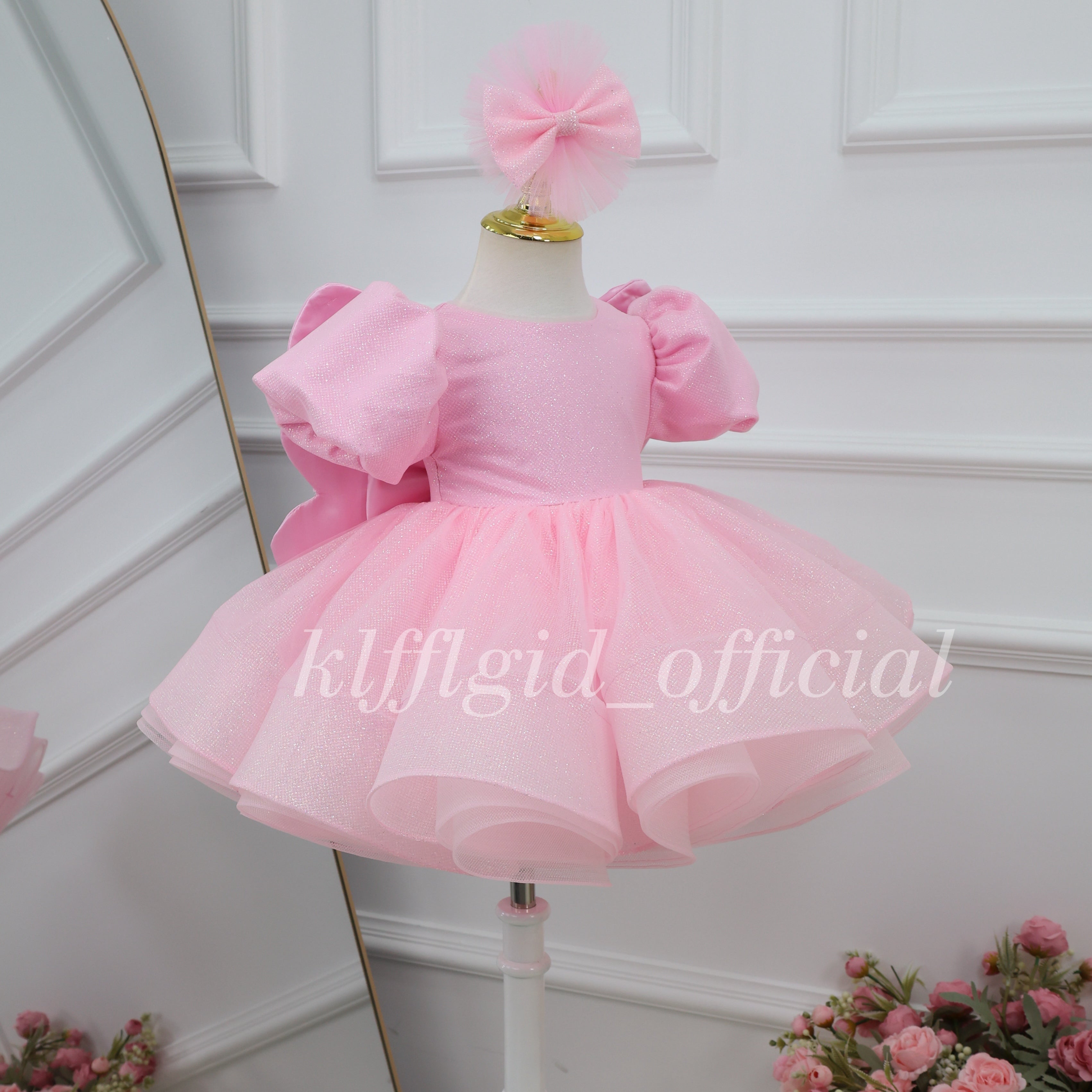 Baby's Birthday Dress with a Large Bow Glamorous pageant gown | KLFFLGID