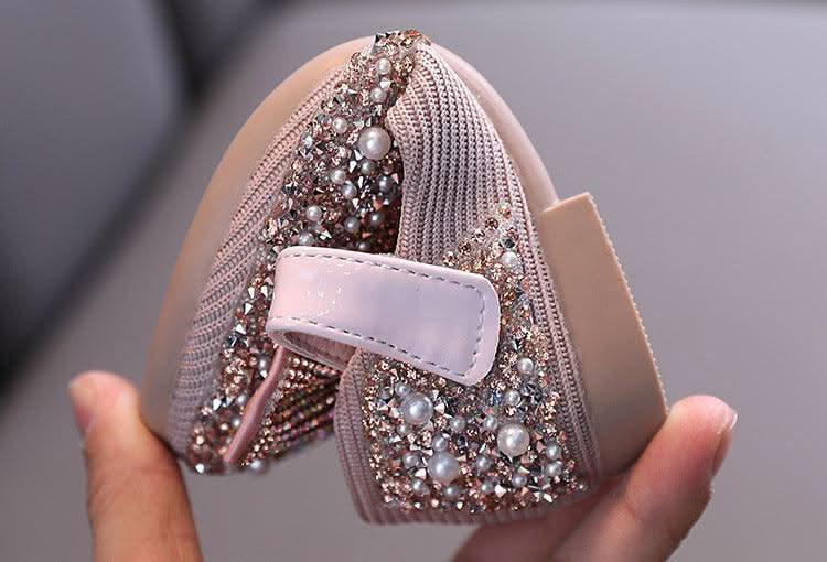 Sparkling Rhinestone Pearl Shoes for Little Princess