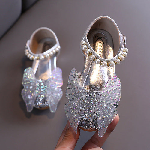 Children's shoes, bow diamond sequin shoes, 1 year old baby birthday party baby shoes