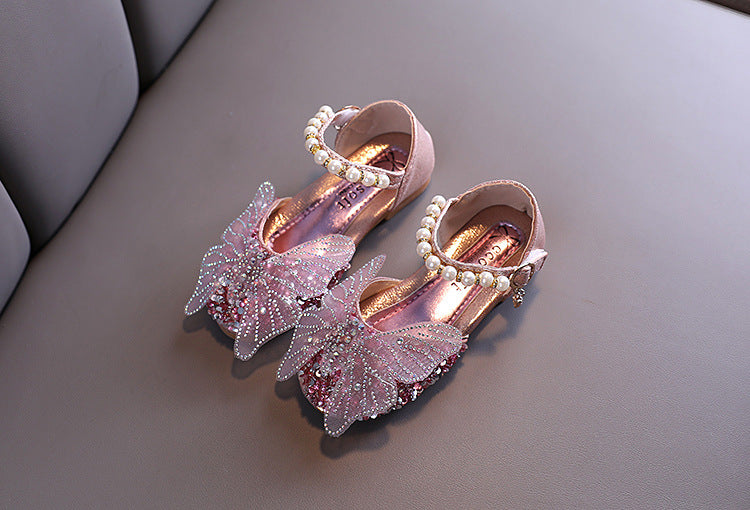 Children's shoes, bow diamond sequin shoes, 1 year old baby birthday party baby shoes