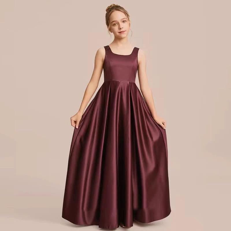 Satin dress children's performance clothing concert piano performance elegant girl evening dress